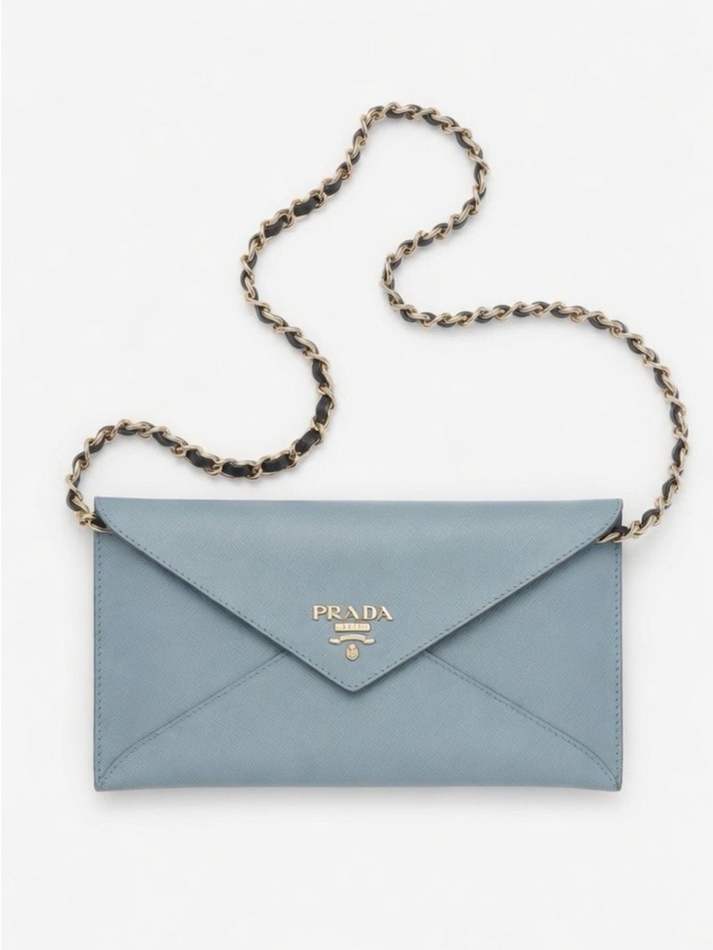 Prada 1M1175 Saffiano Leather Slate Gray Envelope Clutch WOC